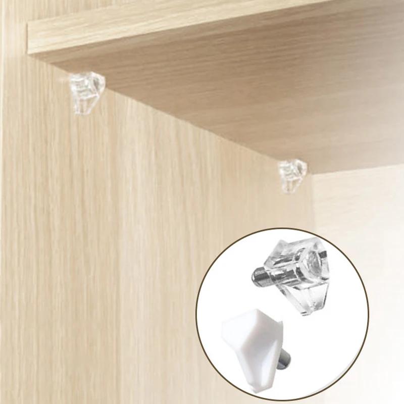 100pcs Transparent Shelf Studs Pegs Plastic Laminate Support Cabinet Wardrobe Shelves Glass Plate Support Furniture Hardware