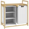 Laundry Basket with Laundry Bag, Fabric Drawer, Bamboo, 70x36x70 cm, White/Wood