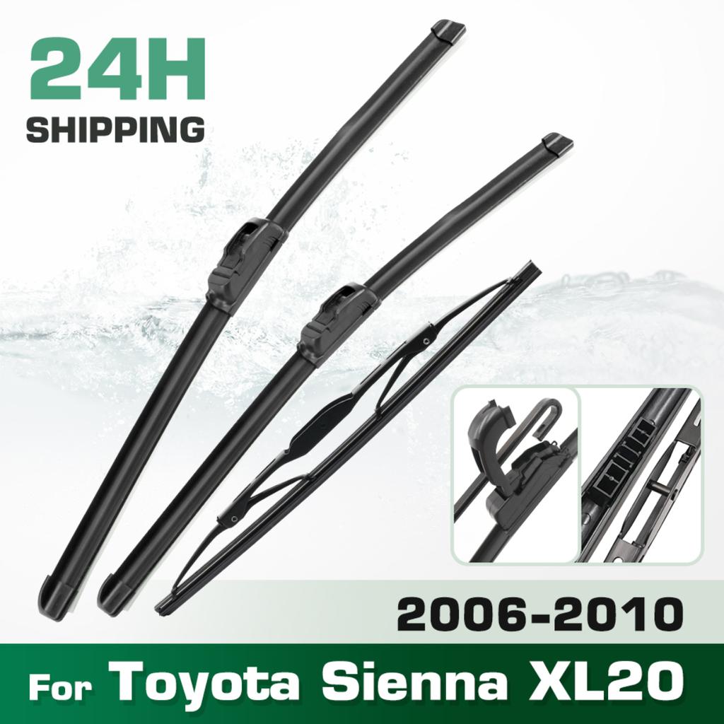 For Toyota Sienna XL20 2006-2010 2007 2008 2009 Wiper Front & Rear Wiper Blades Windshield Windscreen Window Brushes 26"+19"+16