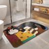 Absorbent Bathroom Floor Mat Irregular Shaped Entryway Mat Cute Cartoon Cat Carpet  Bathroom