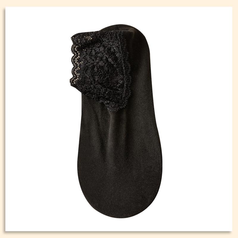 6pcs=3 Pairs Autumn Winter Women Soft Velvet Lace Socks Thick Silk Socks Non-Slip Bottom Solid Fashion Lace Breathable Sock