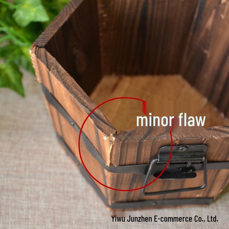 Carbonized Wood Succulent Pot, Balcony Flower Planter, Retro Hanging Fence Water Bucket