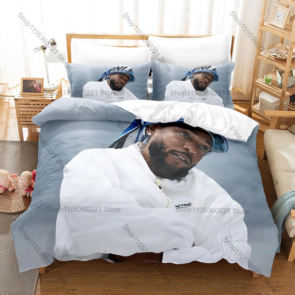 Cool Kendrick Lamar Jazz Funk West Coast Hip Hop Retro Street Culture Themed 3PCS Bedding 1 Duvet Cover + 2 Pillowcases All Seas