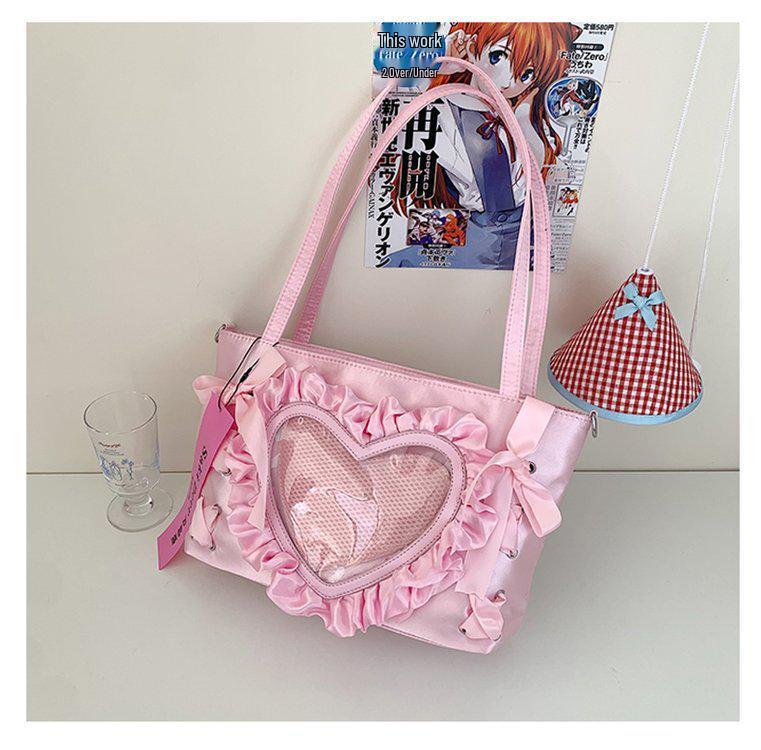 Sac Ita Cœur en Dentelle Anime Doux & Cool Épicé pour Femmes - Petit Sac Bandoulière/Épaule/Aisselle