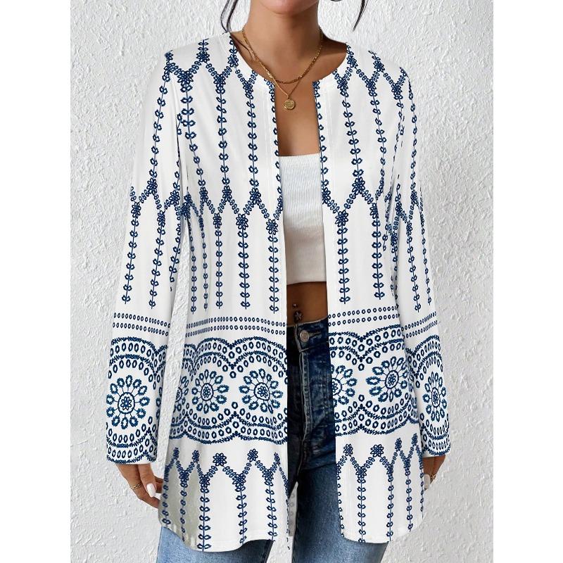 

Девочки, не пропустите это! Кардиган в стиле бохо, синий и белый, с этническим принтом - Супер универсальный, шикарный и удобный для повседневных образов, Идеально подходит для того, чтобы сделать ваш наряд более изысканным! S синий