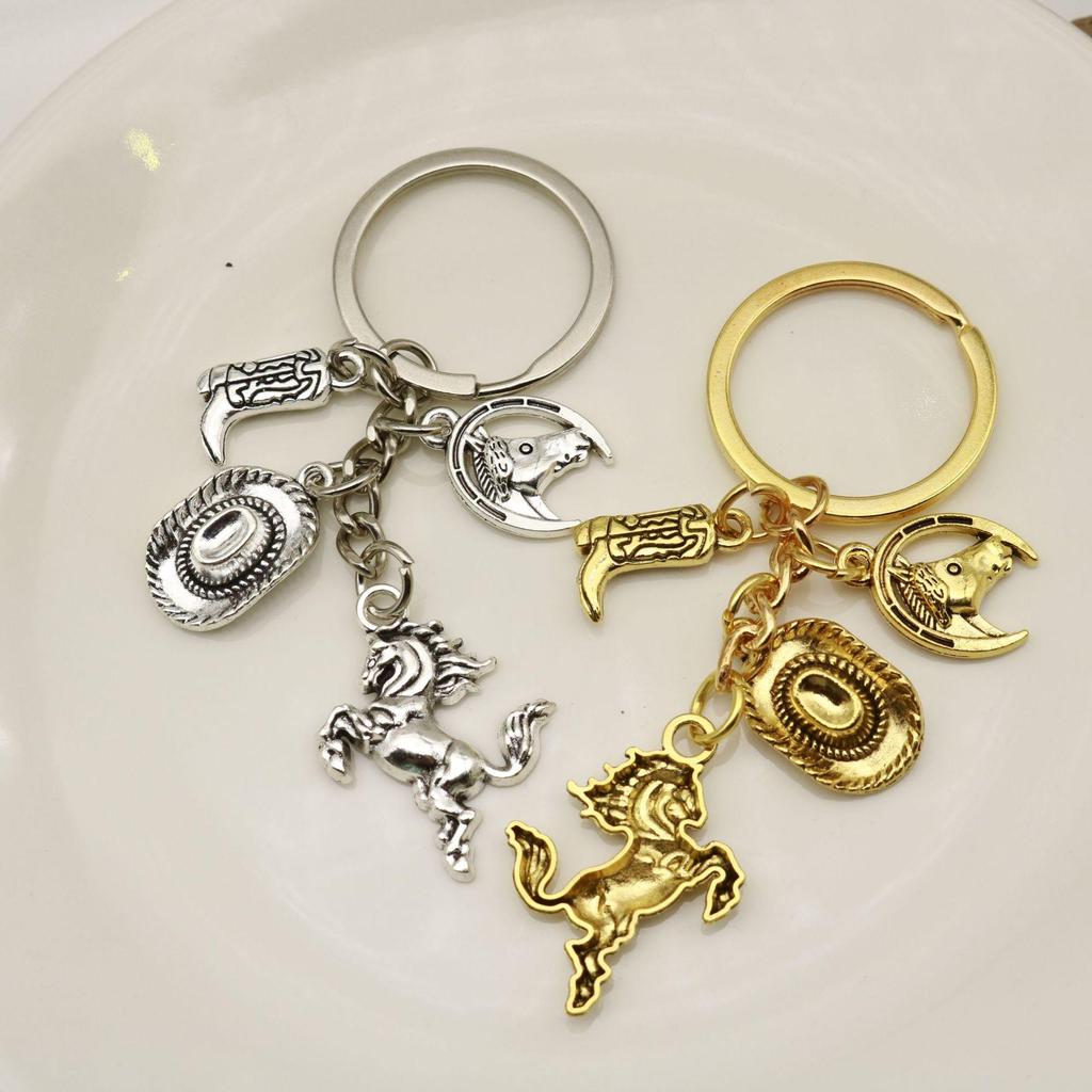 Creative Silver Western Cowboy Hat & Boots Keychain Pendant