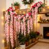 Ghirlanda di Fiori di Rosa Artificiale in Plastica Fiori Densi Fiore di Glicine Simulata Ornamenti per Feste