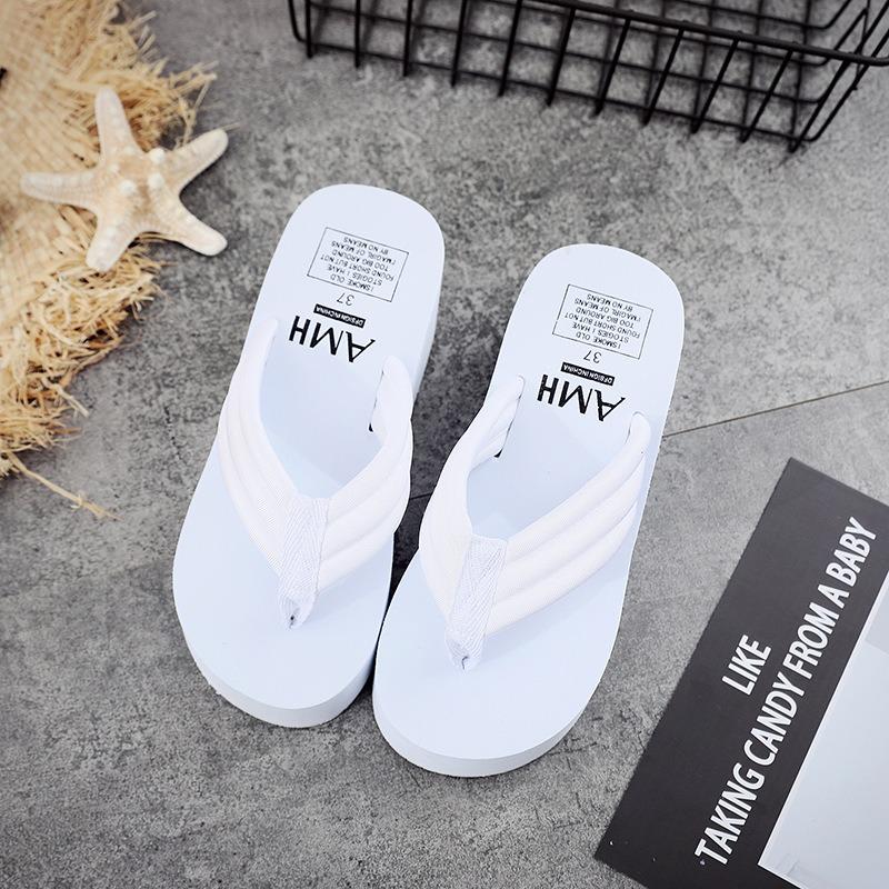 Thick Soled Anti Slip Flip Flops for Women Versatile High Heels Clip On Feet Outdoor Beach Shoes