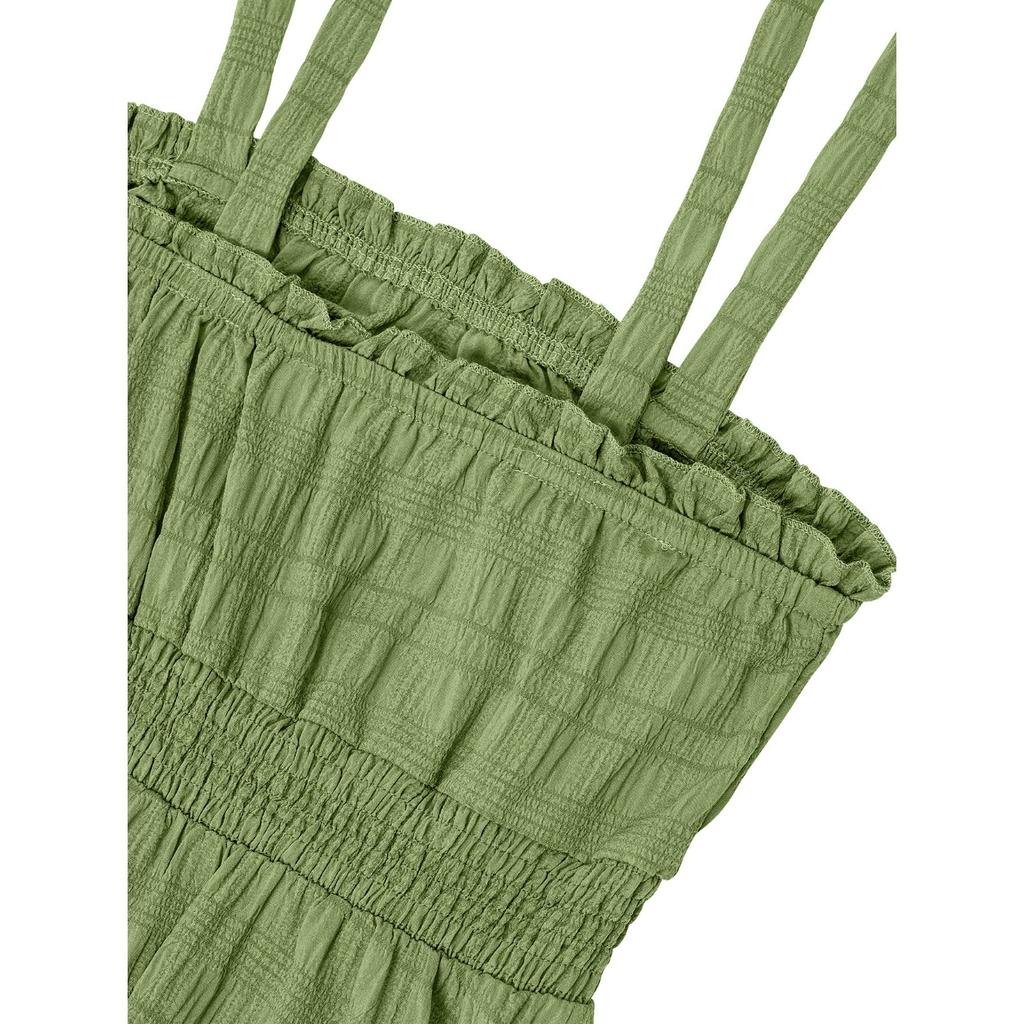 GMXIA Damenmode Sommer Frühling Einfarbiger Druck Ärmellose Hosenträger Hohe Taille Freizeitkleider