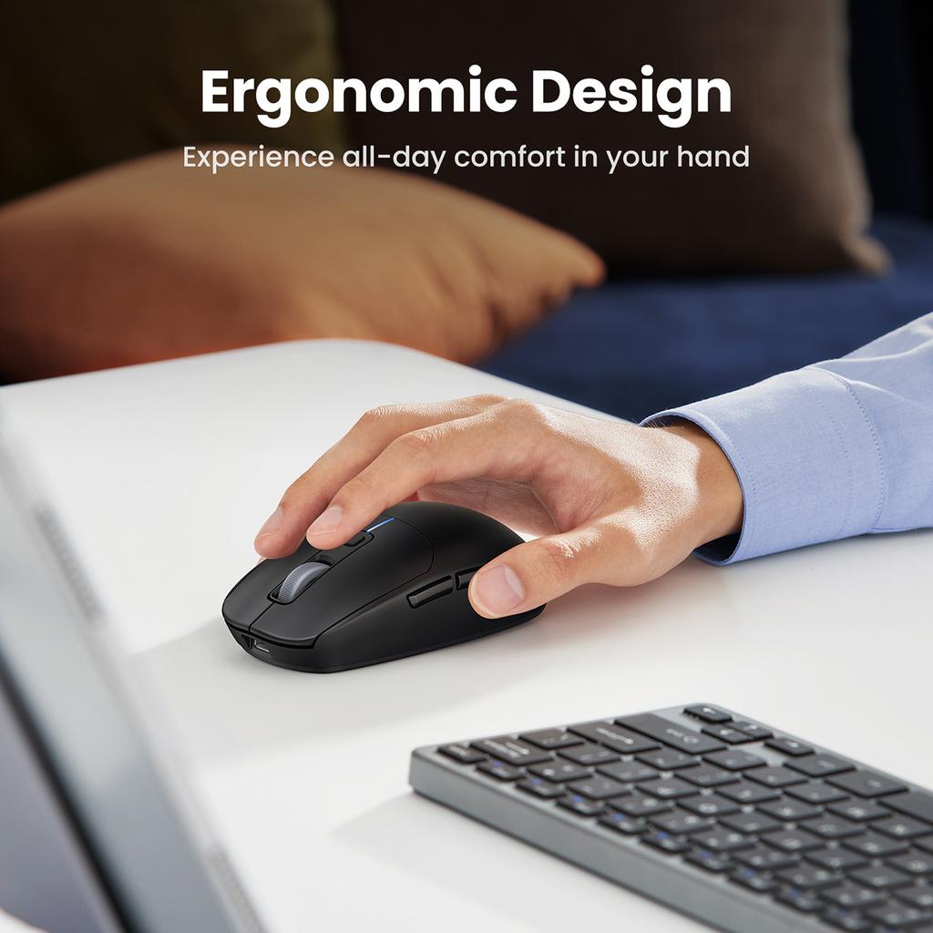 Ugreen Black Dual Connectivity Wireless Mouse MU103 with Bluetooth 5.0 & 2.4GHz Compatibility