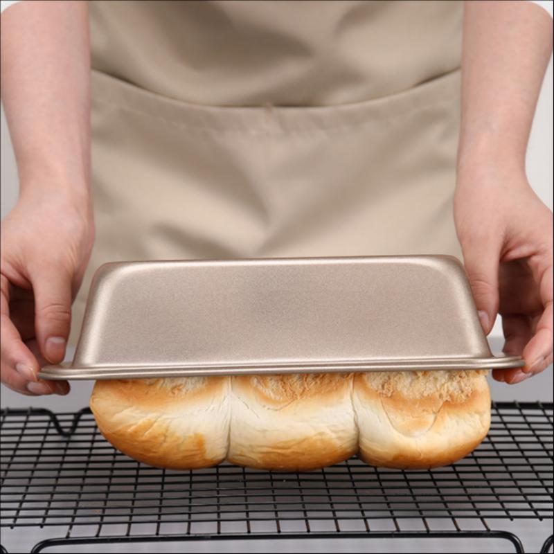 1 Pcs Rectangular Baking Bread Loaf Pan Black Golden Carbon Steel Nonstick Loaf Pan For Baking Homemade Bread Toast Brownies