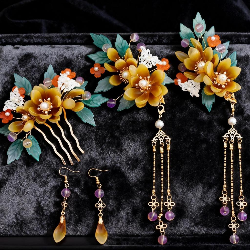 Set de Pasadores Chinos Hanfu 2025: Peine de Borla y Accesorios para Tocado de Hada