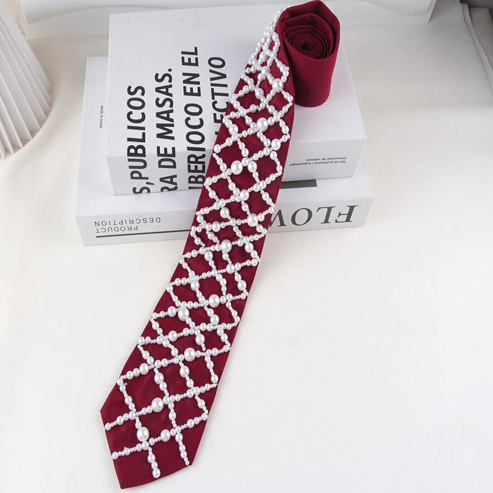 Arrow Style Business Tie With Pearl Accent For Men And Women Office Fashion
