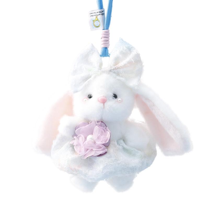 Soft Polyester Bunny Plush Toy With Floral Pattern For Women Purse Charms