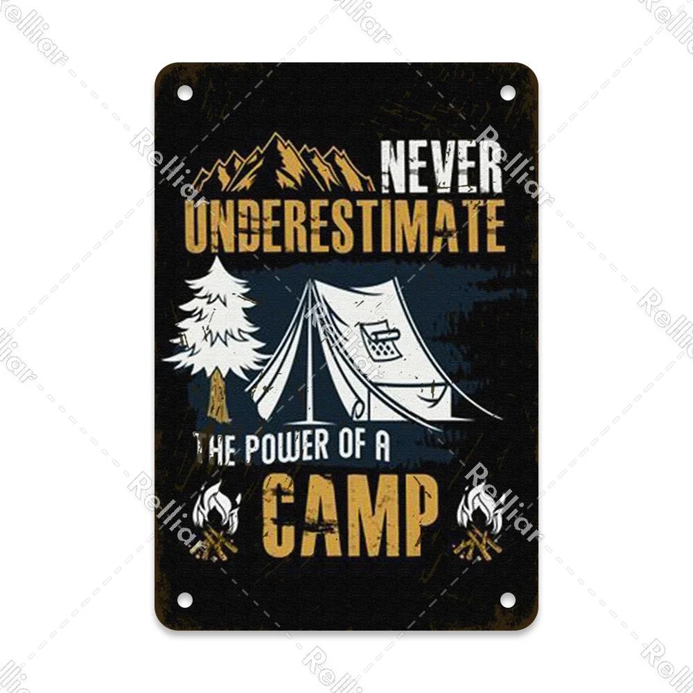Retro Happy Camper Dekoracyjny Talerz Przygoda na Zewnątrz Metalowy Znak Blaszany Symbol Dzikiej Przyrody Ornament Plakat Dekoracja Domowego Baru Klubu Tablica
