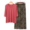 Pajamas Women's Spring and Summer New V-neck Short-sleeved Cotton and Linen Pants European and American Large-size Loungewear Two-piece Set