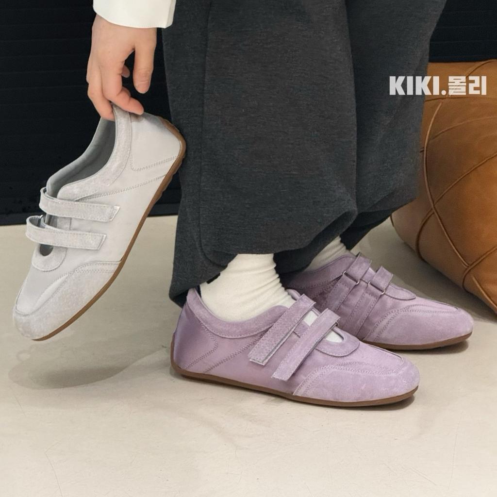 New Retro Round Head Velcro Ballet Shoes Women's Flat Single Shoes Mary Jane Shoes Women