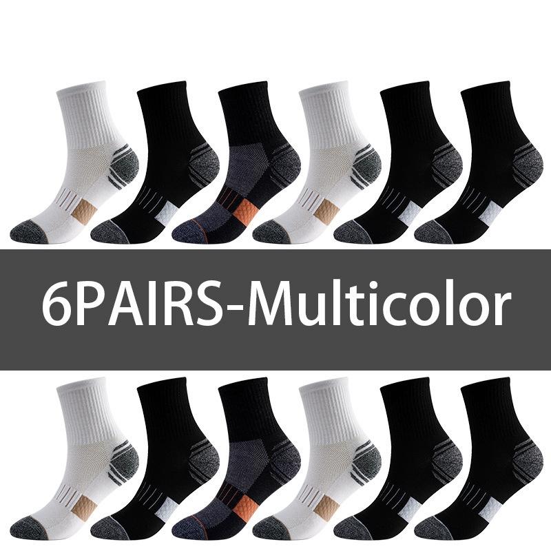 6 Pairs Of Running Socks Towel Bottom Shock-Absorbing Midsole Sports Socks Men's Outdoor Breathable Running Socks