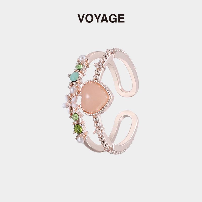 Korean Double Layer Heart Zirconia Open Ring – Stylish Luxury Index Finger Accessory