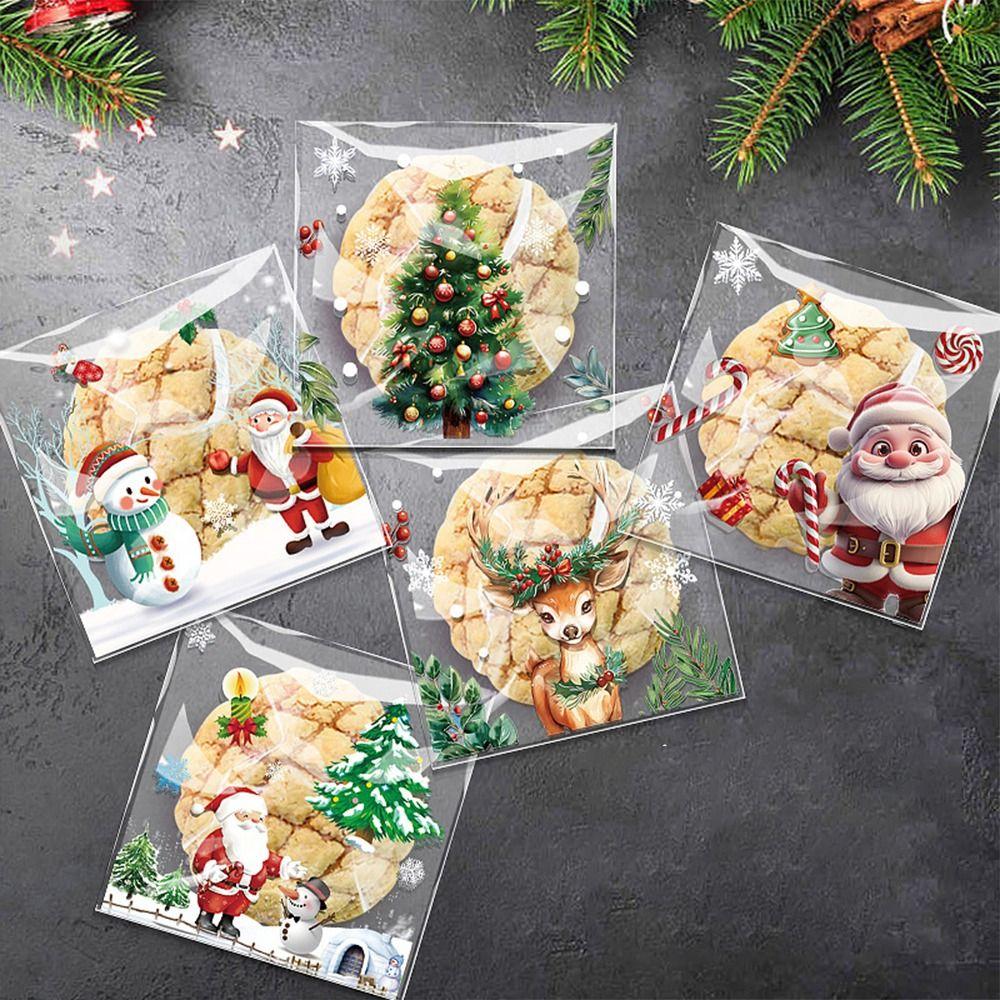 100PCS Snowman Christmas Candy Bag Plastic Packaging Cookie Bags Kids Gifts Packaging Bag  for Xmas