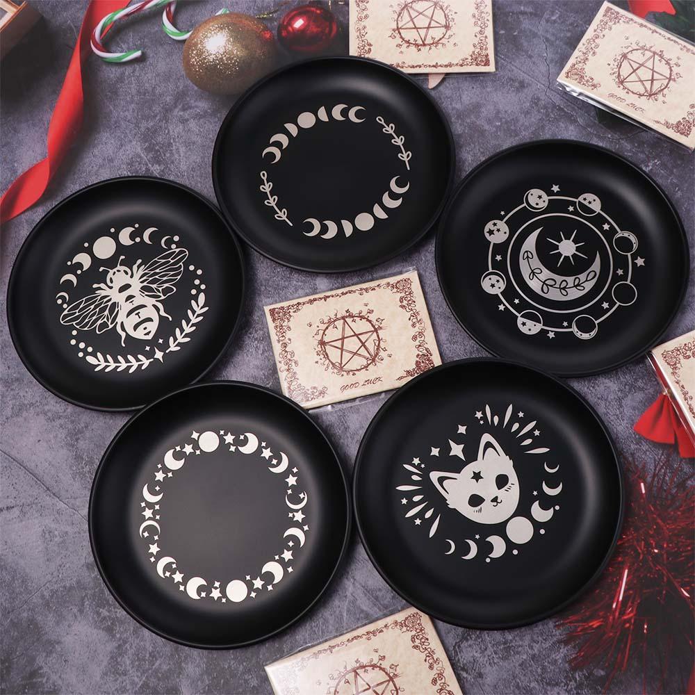 5.5 Inch Decorative Jewelry Dish Round Meditation Altar Tray Crystal Stone Storage Tray Food