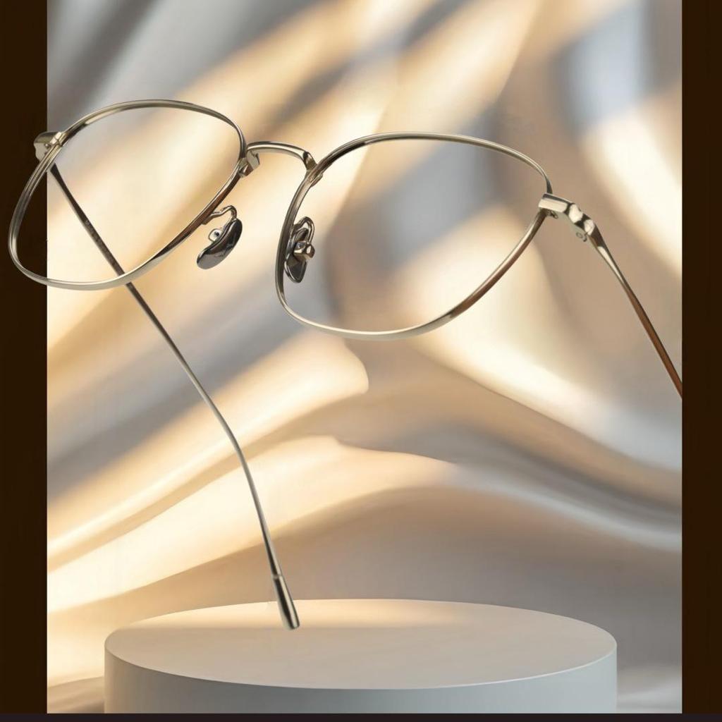 Pure Titanium Myopia Eyeglass Frames, Thin Metal Rim, Fashionable & Prescription-Compatible