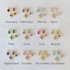 4Pcs/Set Stainless Steel Cubic Zirconia Birthstone Charms Mini Pendants For Diy Necklace Bracelet Jewelry Gift