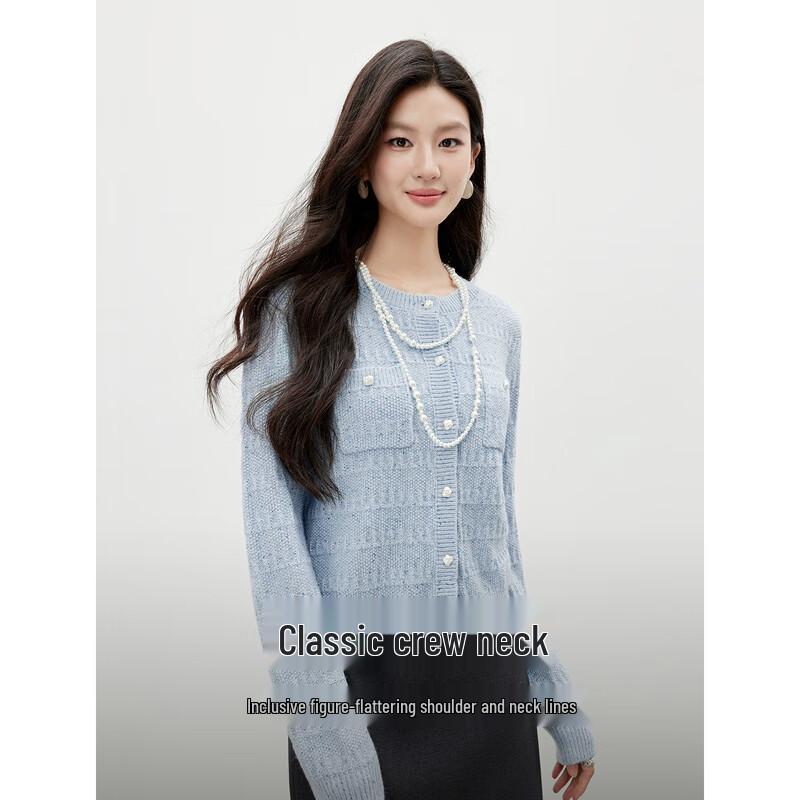 

AutumnWater Elegant Round Neck Knit Cardigan S