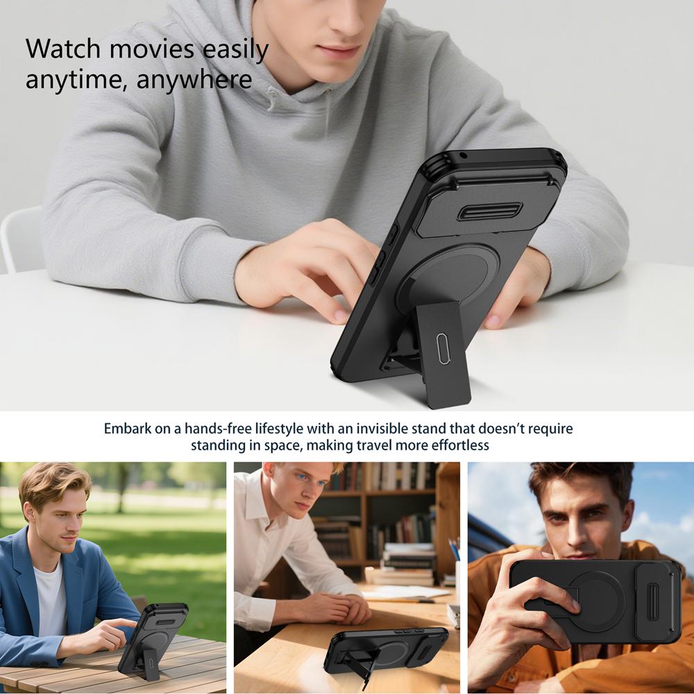 KEYSION Shockproof Magnetic Case for Google Pixel 9 10 Pro XL Slide Camera Protection Kickstand Phone Cover for Google Pixel 9A