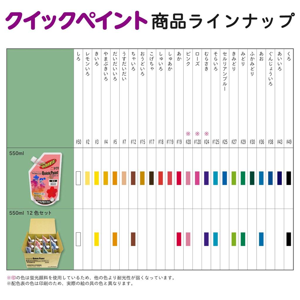 Sakura Crepas Paint Acryl Posterfarbe Schnellmalfarbe 12 Farben Set ETQW12