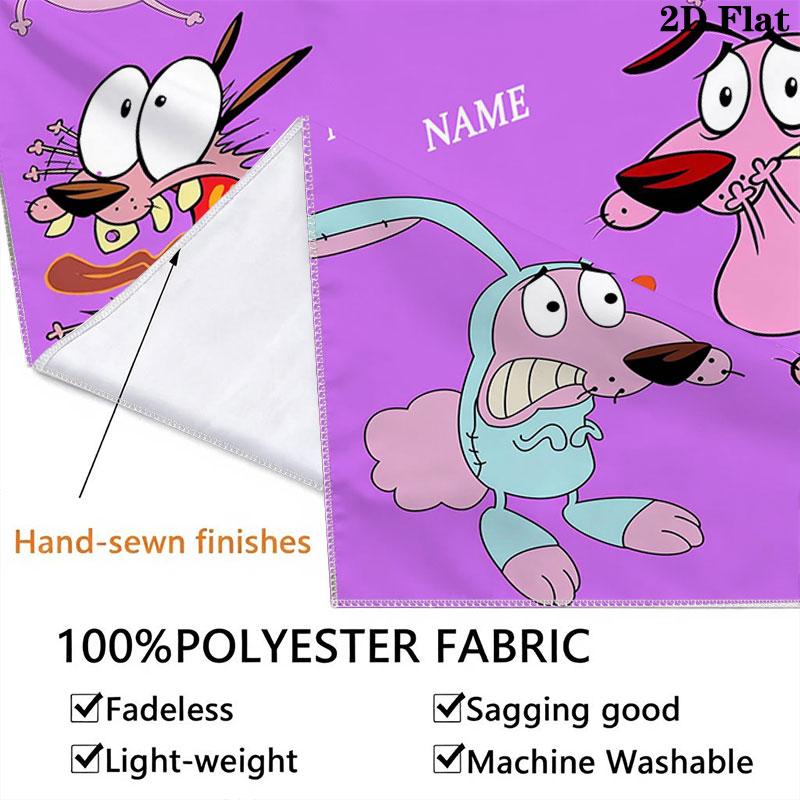 Custom Courage the Cowardly Dog Wall Hanging Printed Fabric Blanket Decorative Tapestries for Bedroom Living Room Home Decor