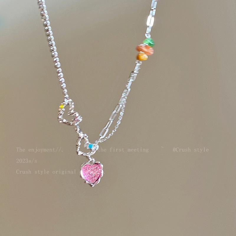 

Summer must-have~ Beaded color necklace fresh versatile girl sweet cool temperament collarbone chain Internet celebrity necklace