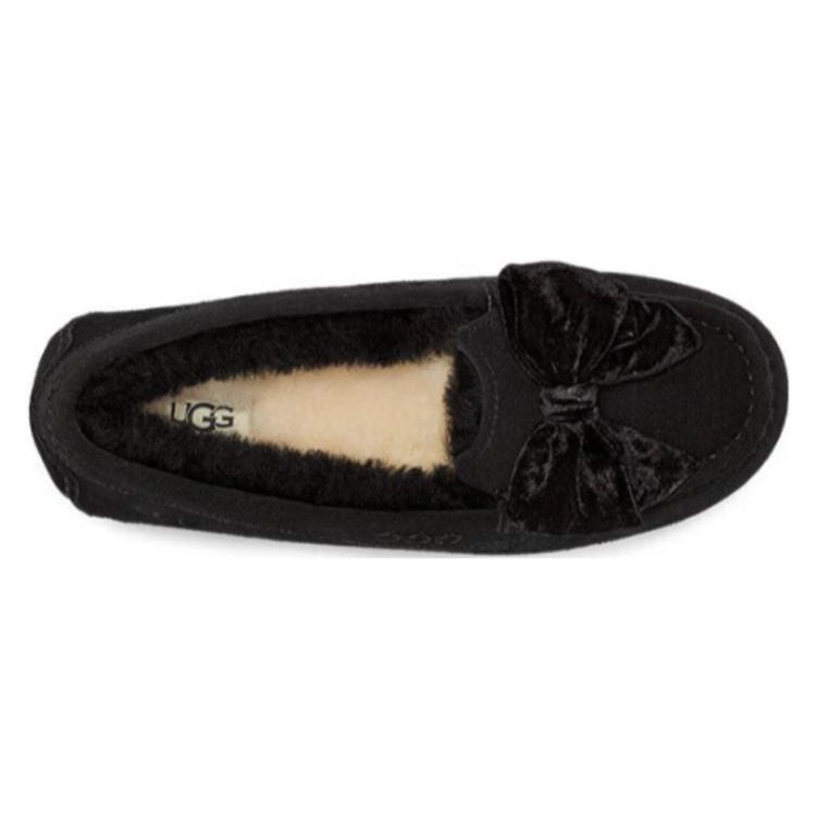 UGG Leisure Ruched Velvet Bow Flat Shoes Women Flats 1138650