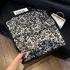 71Cm New Chinese Simulation Silk Square Scarf Soft and Skin-friendly Ink Flower Rhyme Printing Silk Scarf Neck Sunscreen Small Scarf