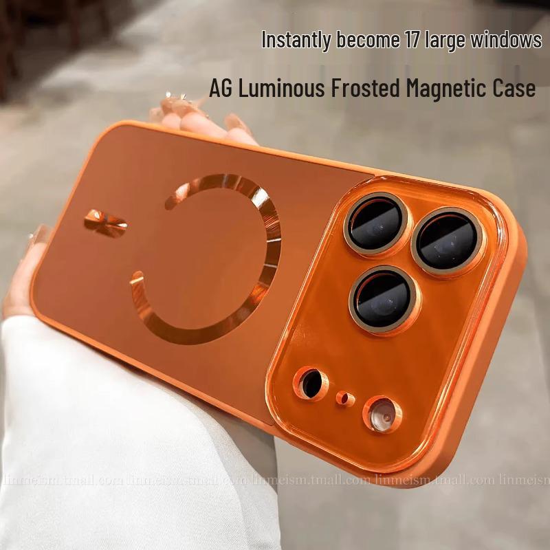 Large Luminous Magnetic iPhone 17 Case with Lens Film and Frosted Design for Apple Type C.