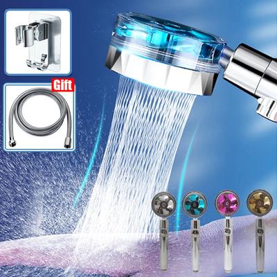 Pommeau de douche à effet pluie, ensemble haute pression, 1 tuyau gratuit avec volume réglable, ventilateur d'eau rotatif à 360 degrés, douche écologique portative turbocompressée