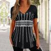 Vintage T Shirt for Women Summer V-Neck Pullover Short Sleeve 2023 New Ladies Clothing Simple Black Women's T-Shirt Streetwear