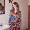 Womens Fox Camping Pajamas Thin Ice Silk Long Sleeve Loungewear Set