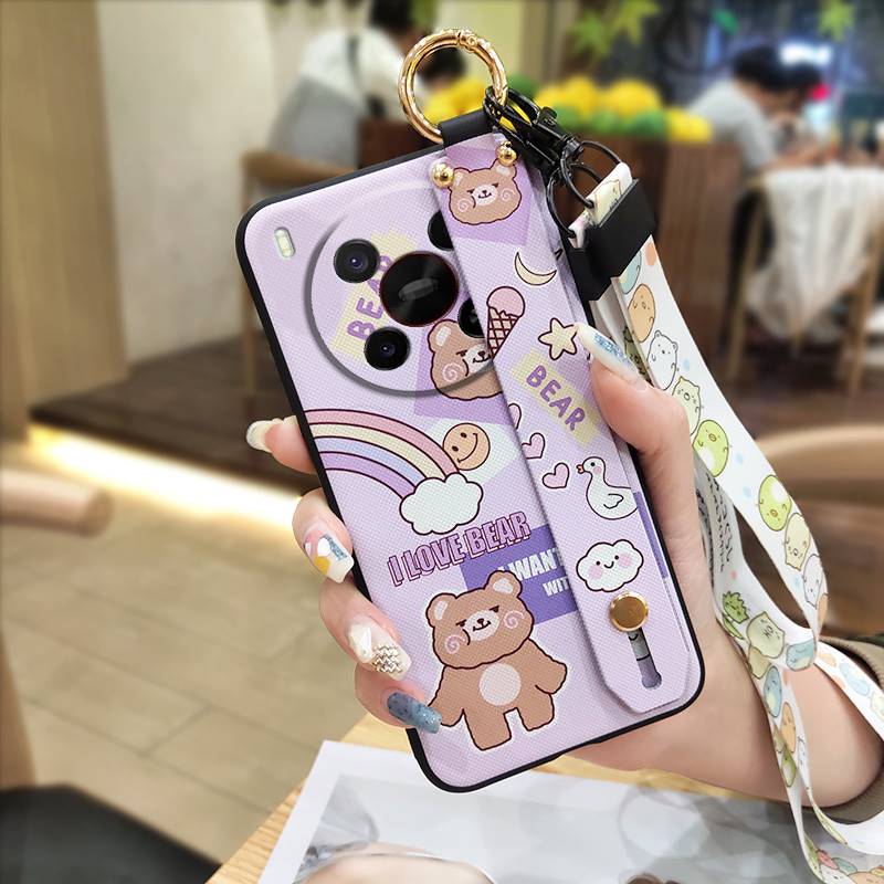 Cartoon Ring Phone Case For ZTE Blade V70 Max/Nubia V70 Max Shockproof Wristband Phone Holder Wrist Strap Silicone Cute
