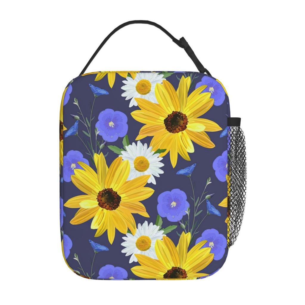 Sunflower Pattern Insulated Lunch Bag for Women Kids Portable Food Boxes Thermal Lunch Box Tote