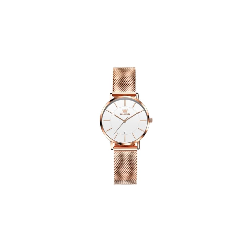 OLEVS Women s Milanese Mesh Waterproof Analog Watch Simple Dial Fashion Timepiece