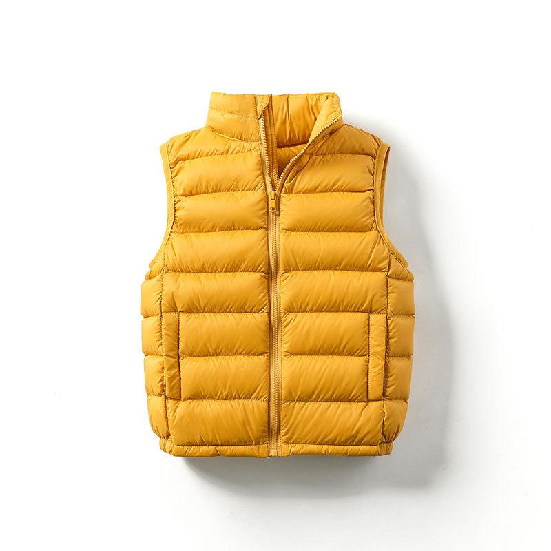Kids Sleeveless Vest Stand Collar Sport Down Vest Solid Color Zipper Lightweight Warm Winter Outerwear