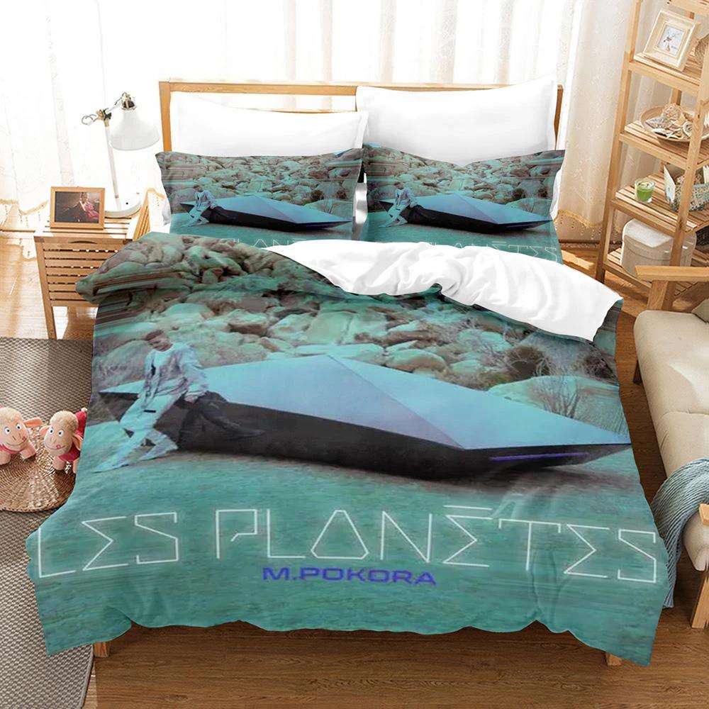 

M. Pokora Single Double Queen King Size Bedding Set Boys Bedroom Duvet Cover Set Cool 3D Printed Bed Sheets Quilt Cover Pillowca EU single(135x200cm)
