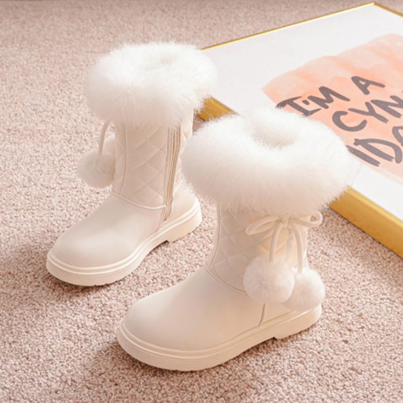Girls' snow boots, winter children's boots, middle-aged children's plus velvet princess boots, girls' cotton shoes, midsole boots