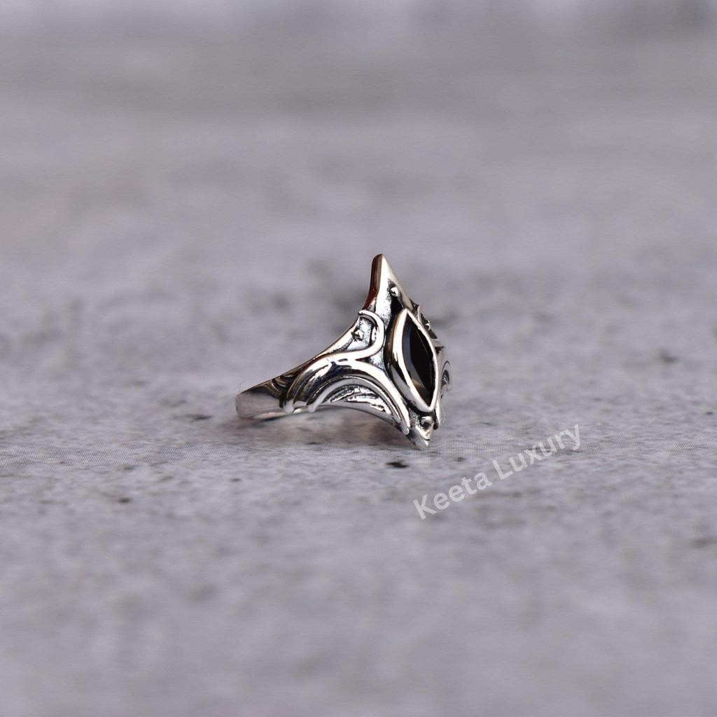Genuine Black onyx ring Handmade Gothic Black Onyx Ring Unique Gift for Her Silver Oxidized ring for women Gothic Jewelry Unique gifts