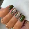 Eco-Friendly Military Green Wavy Line Nail Art Tips