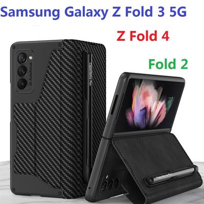 Flip Book Card For Samsung Galaxy Z Fold 4 5g Case Armor Holster Pen Slot Leather Protective Cover