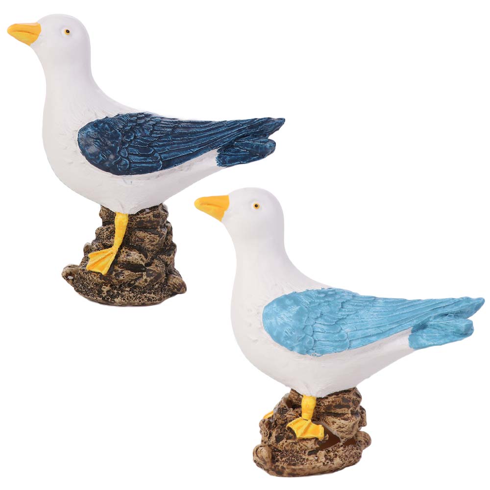 Mediterranean Style Resin Seagull Figurine Waterproof Seagull Model Ornament Coastal Home