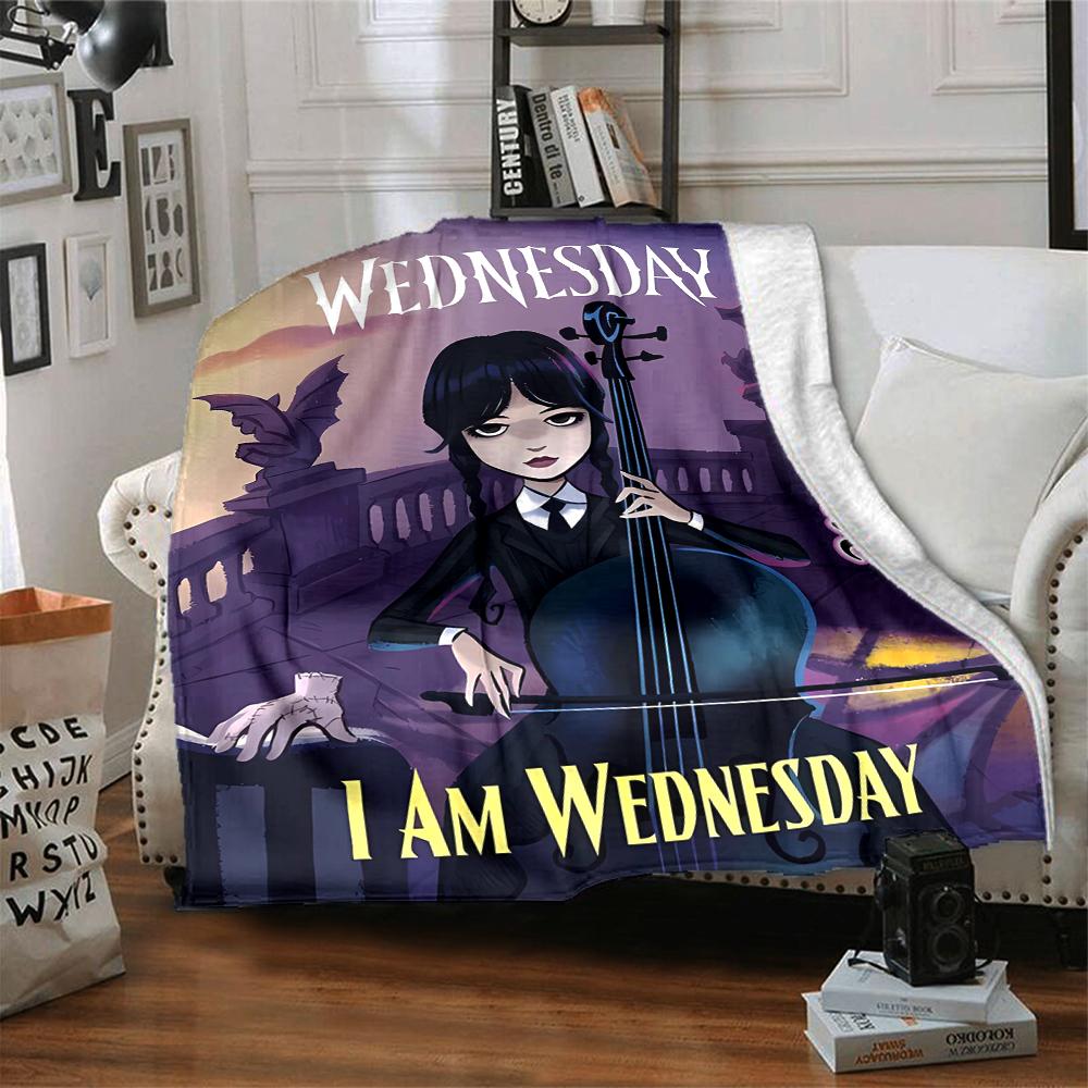 Custom 1pc Wednesday Addams Family Blanket, Soft And Comfortable Blanket, Casual Warm, Camping Travel Blanket, Birthday Gift Q912194
