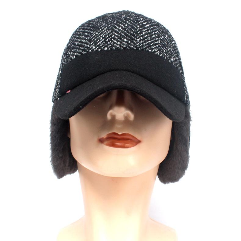 Winter männer Samt Warme Gehörschutz Baseball Kappe Gestrickte Dicke Wolle Kappe Mittleren alters Outdoor Kalt-proof Kappe